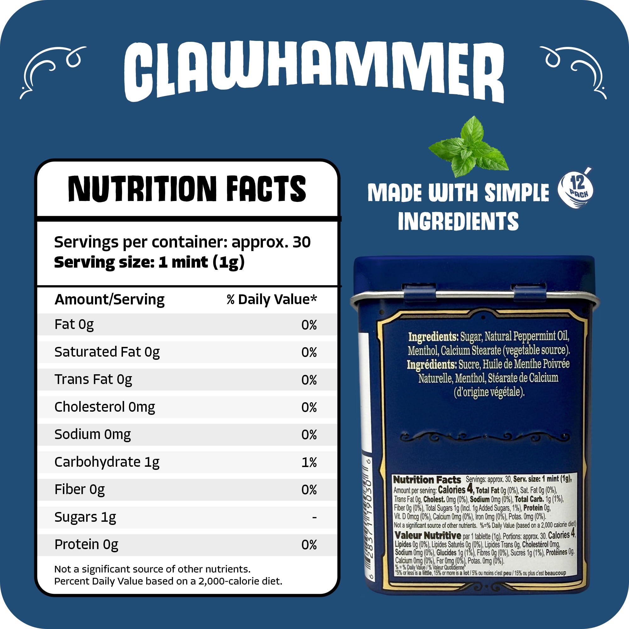 Clawhammer close-up of mint texture showing smooth surface for immediate flavor release