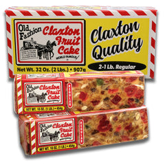 Claxton Fruit Cake front carton showing signature red-and-white packaging and gift-ready appeal