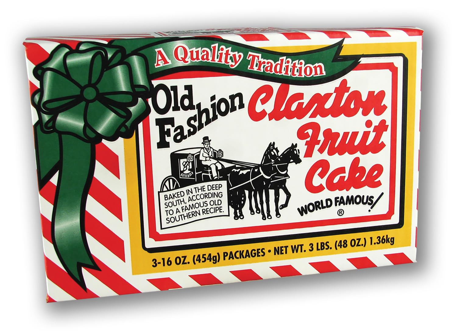 Claxton Fruit Cake in a holiday gift basket demonstrating gifting simplicity