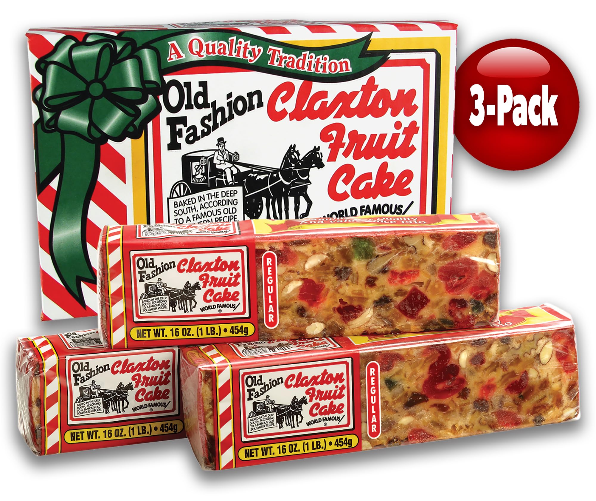 Claxton Fruit Cake next to a ruler for size and portion reference benefit