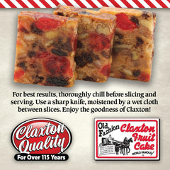 Claxton Fruit Cake sliced on a plate ready to serve with visible fruit and nut texture benefit