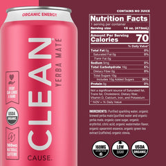 CLEAN Cause close-up of can texture and logo highlighting carbonation and crisp appearance