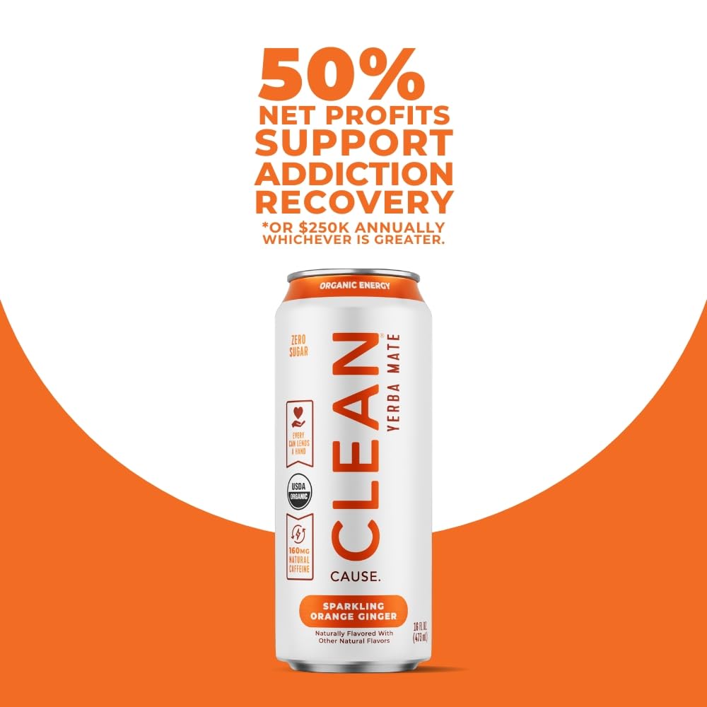 CLEAN Cause 16oz can next to a drinking glass to show scale and portability benefit