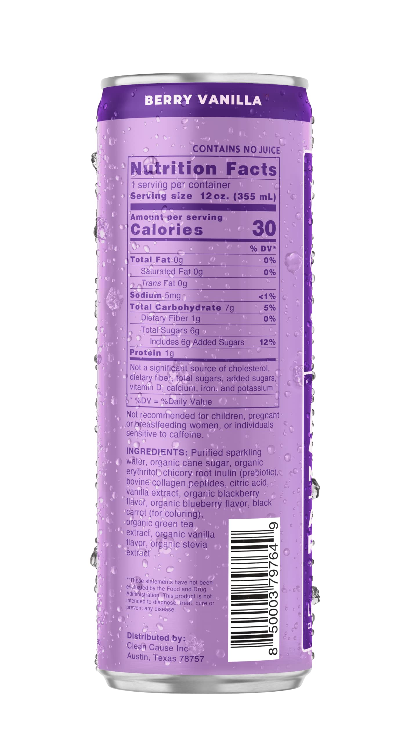 CLEAN Cause can next to light snack showing pairing option and refreshing taste