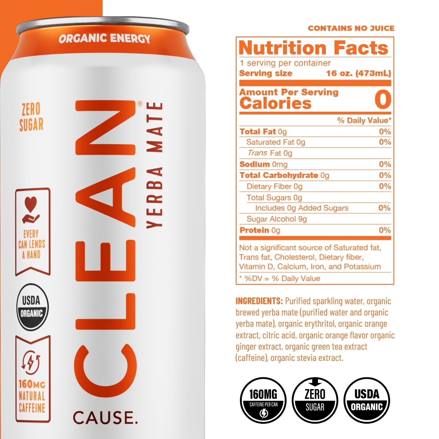 Close-up of CLEAN Cause can surface highlighting label detail and organic certification benefit