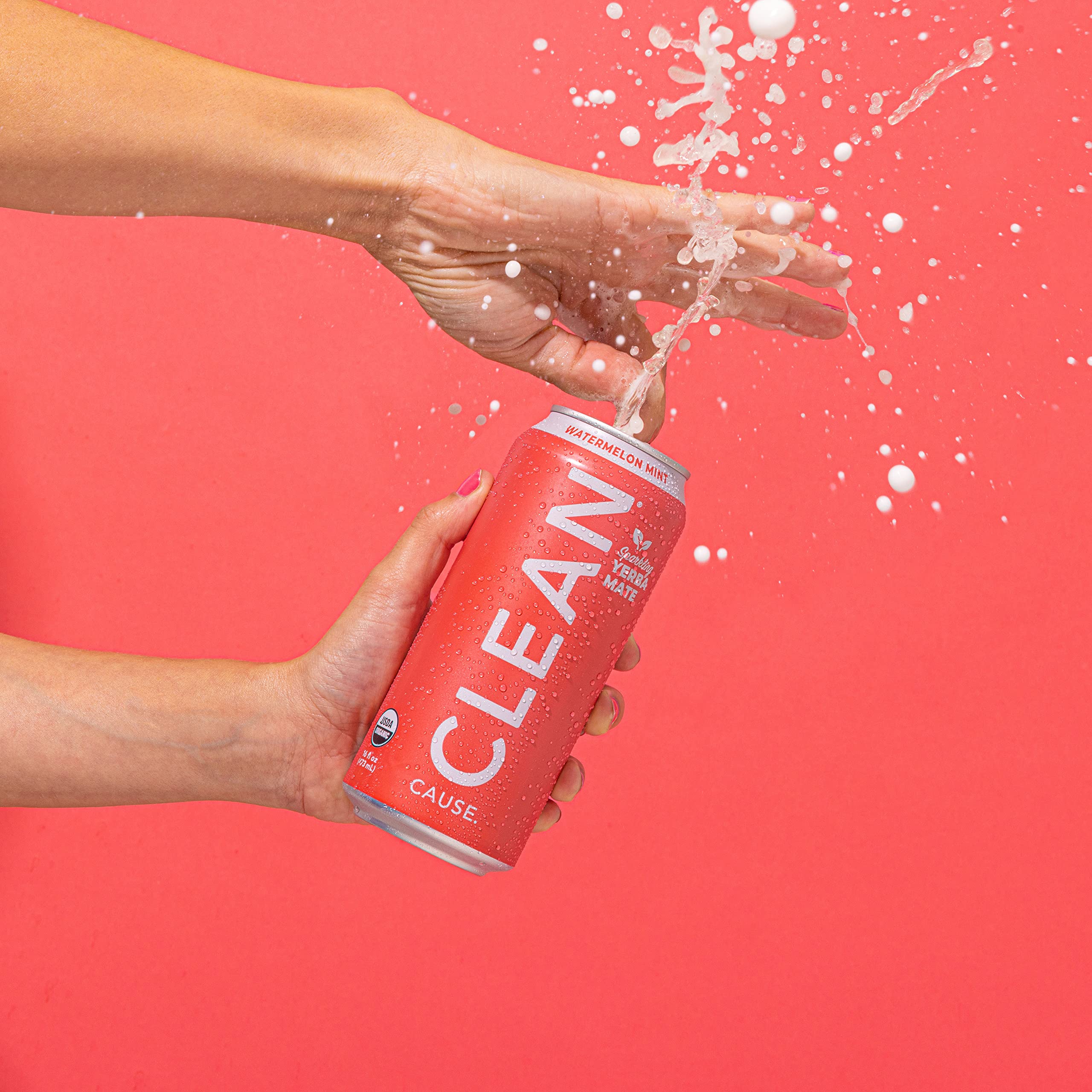 CLEAN Cause can in outdoor setting demonstrating on-the-go energy and social impact