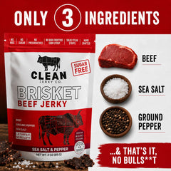 Clean Jerky Co single beef strip on white background showcasing lean meat benefit