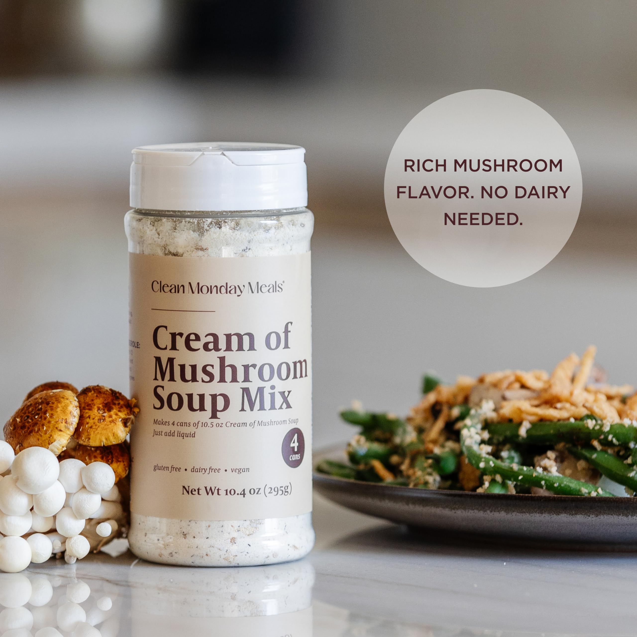 Clean Monday Meals creamy mushroom soup in bowl showing comforting result