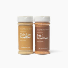 Clean Monday Meals front packaging showing chicken and beef bouillon benefits