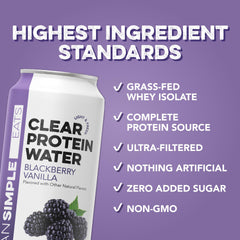 Clean Simple Eats pouring clear protein water into glass for a refreshing sip