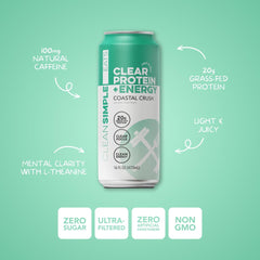 Clean Simple Eats cans styled on beach table evoking tropical flavor and refreshment