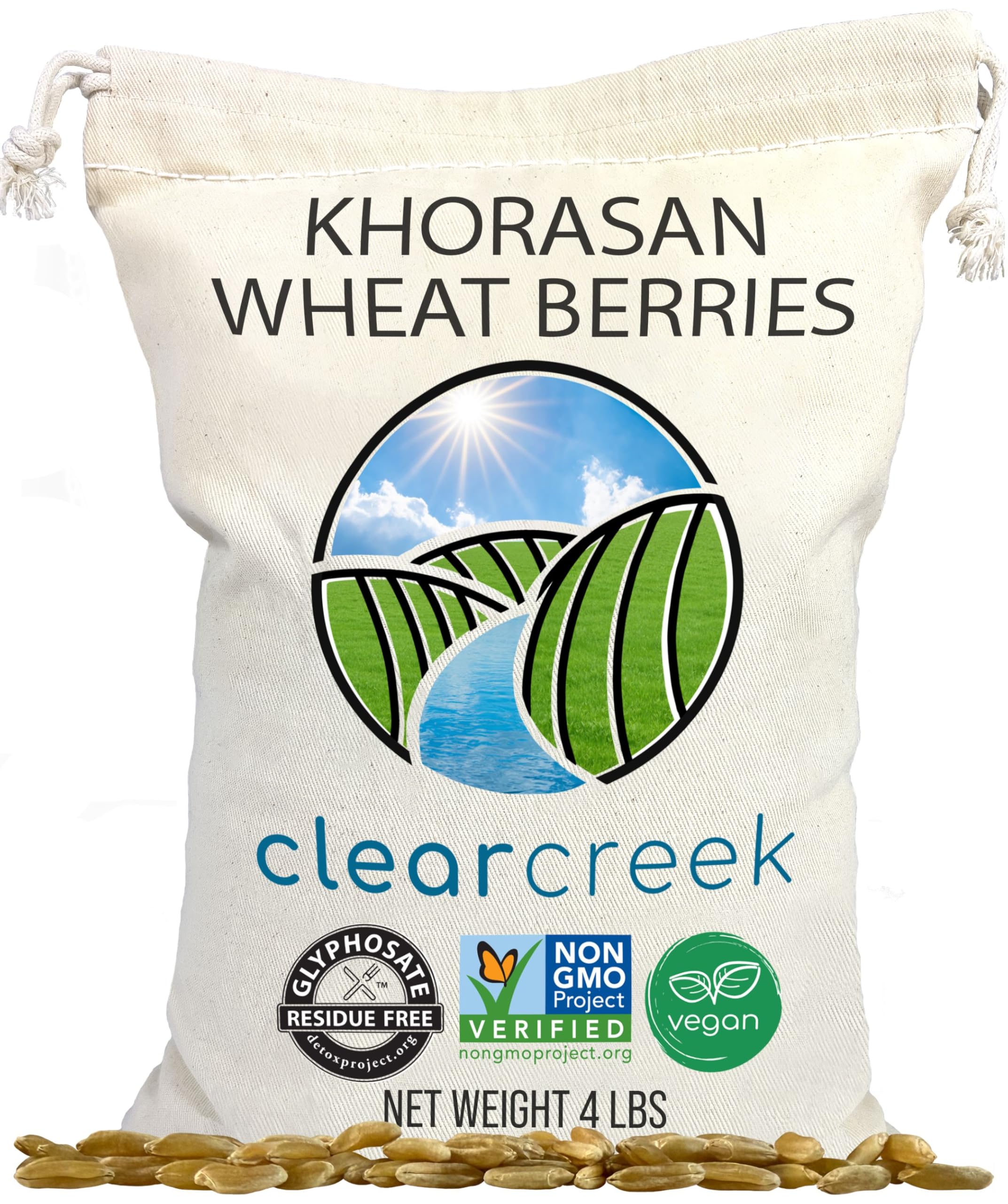 CLEAR CREEK front package 4 lb bag showing label and benefits for pantry