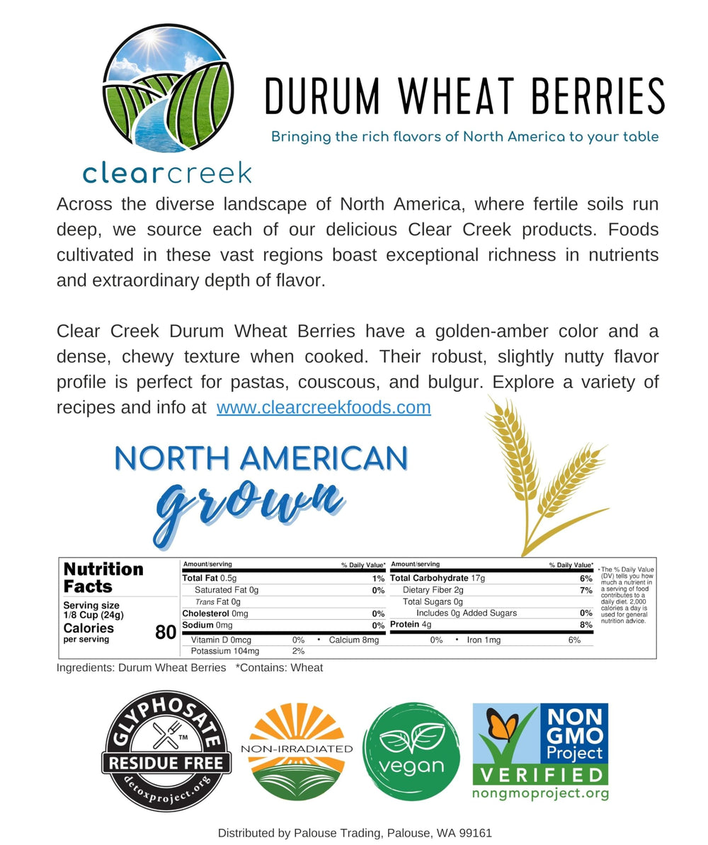 CLEAR CREEK hearty grain bowl featuring cooked durum berries for nutritious meals