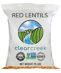 CLEAR CREEK front bag showing product branding and 25 lb size for bulk savings