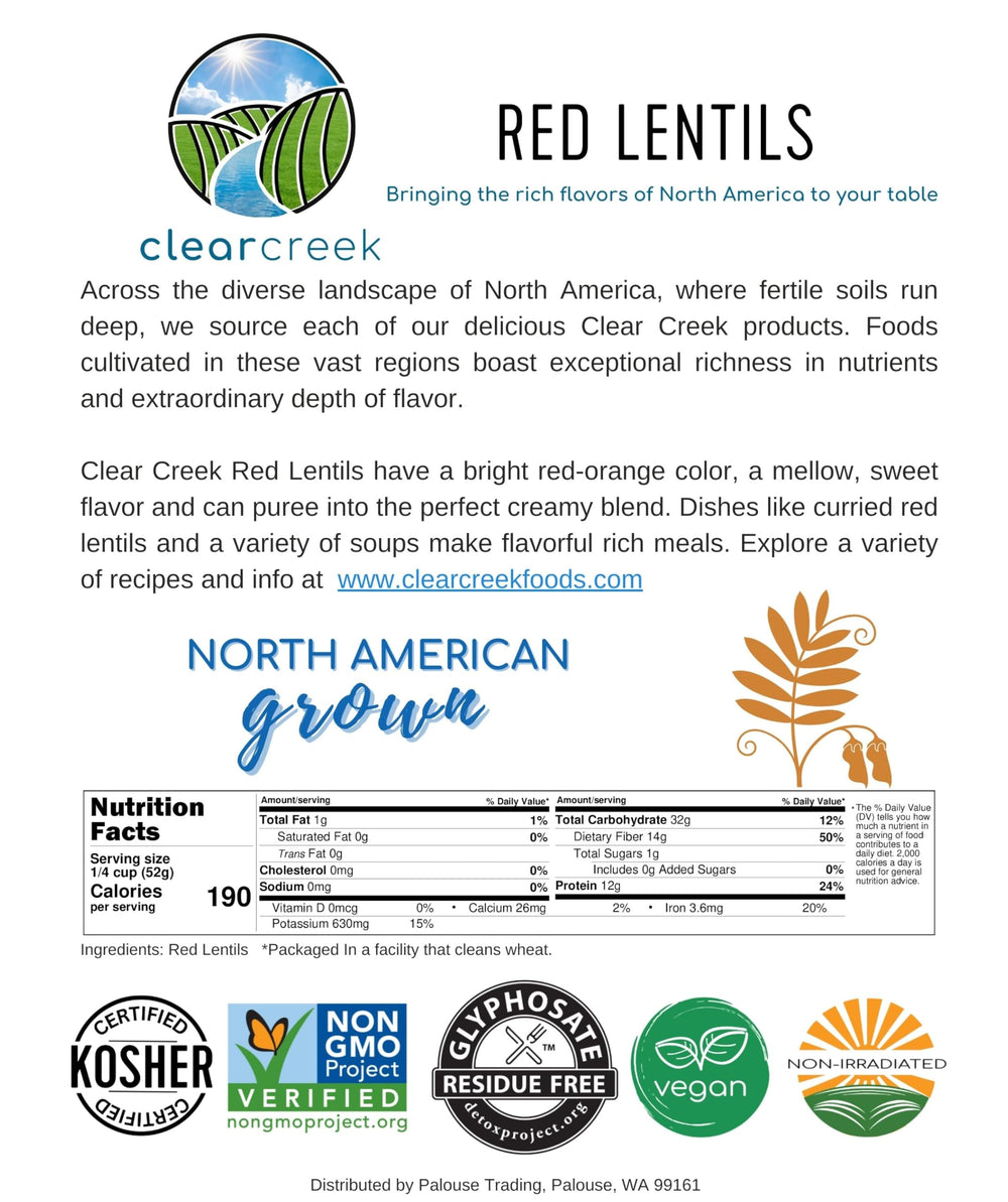 CLEAR CREEK lentils cooked in a pot demonstrating fast meal preparation