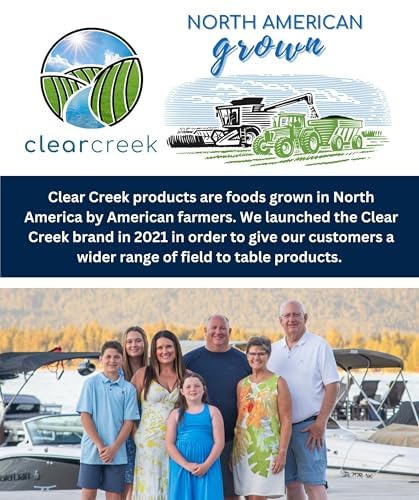 CLEAR CREEK product label with glyphosate-free and kosher certifications highlighted