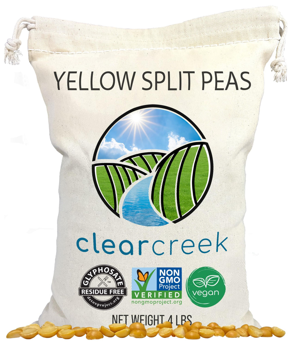 CLEAR CREEK front packaging showing 4 lb bag and certifications, reassurance of purity