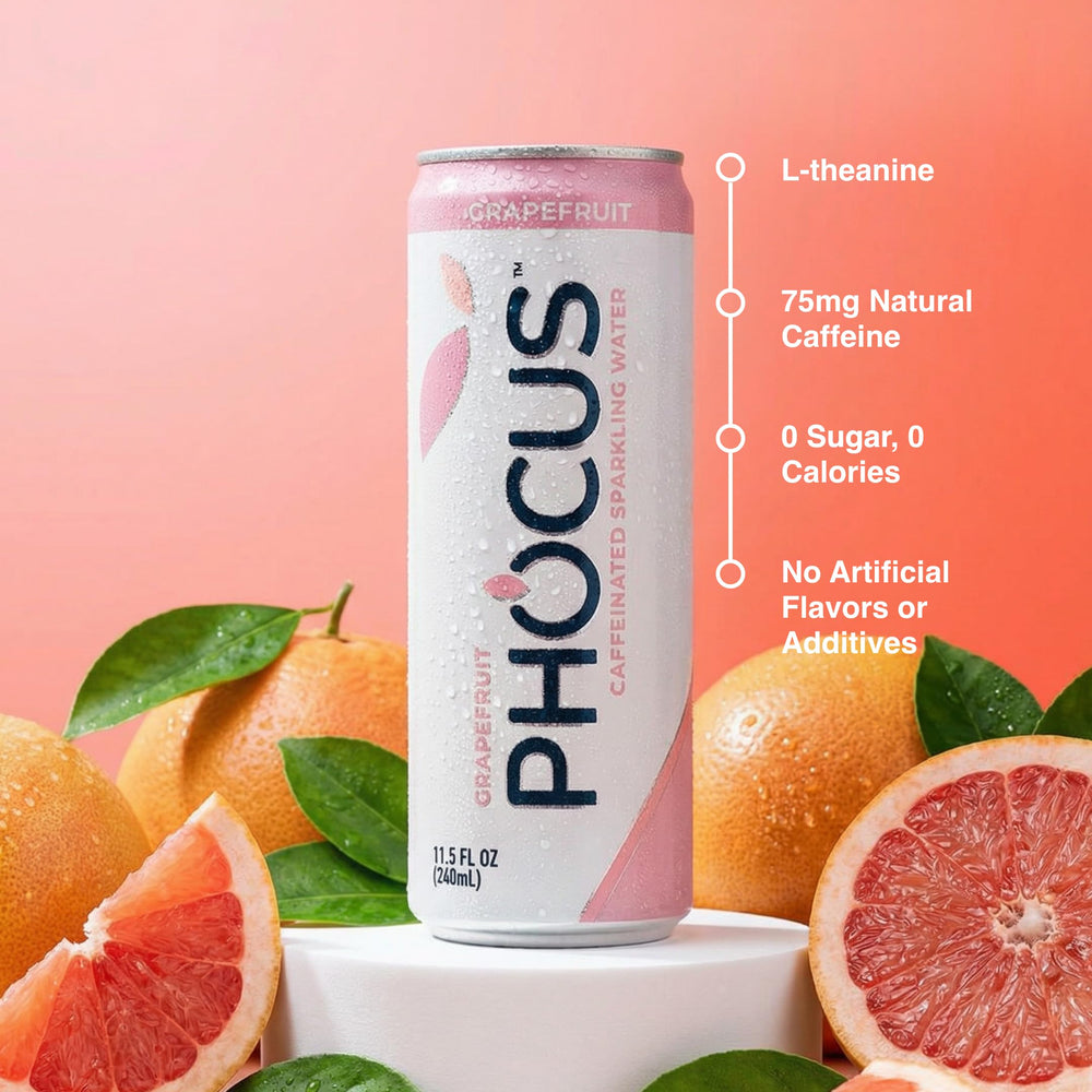 CLEAR CUT PHOCUS close-up of can carbonation and grapefruit texture for refreshment