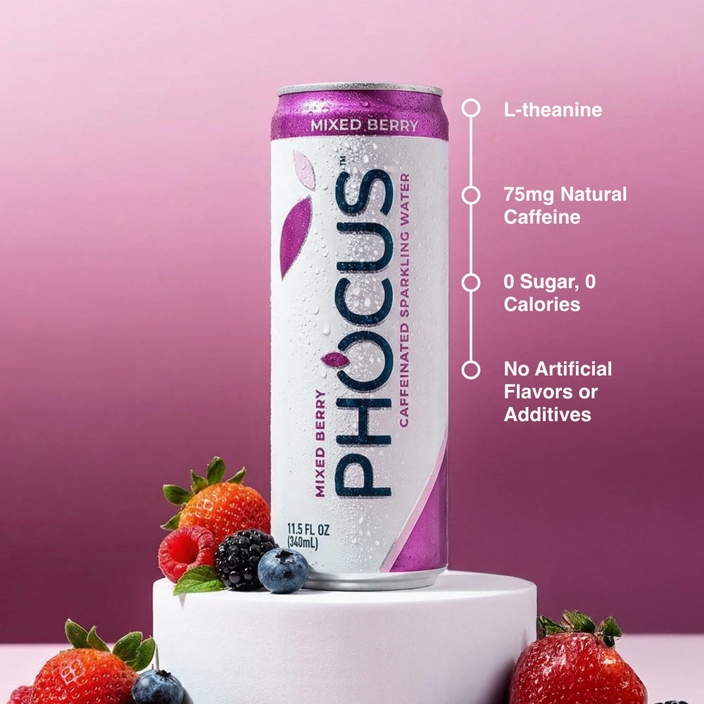 CLEAR CUT PHOCUS close-up of can label and texture highlighting ingredient clarity