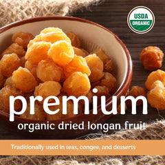 Clear Source detailed view of longan surface and texture, highlights soft chew benefit