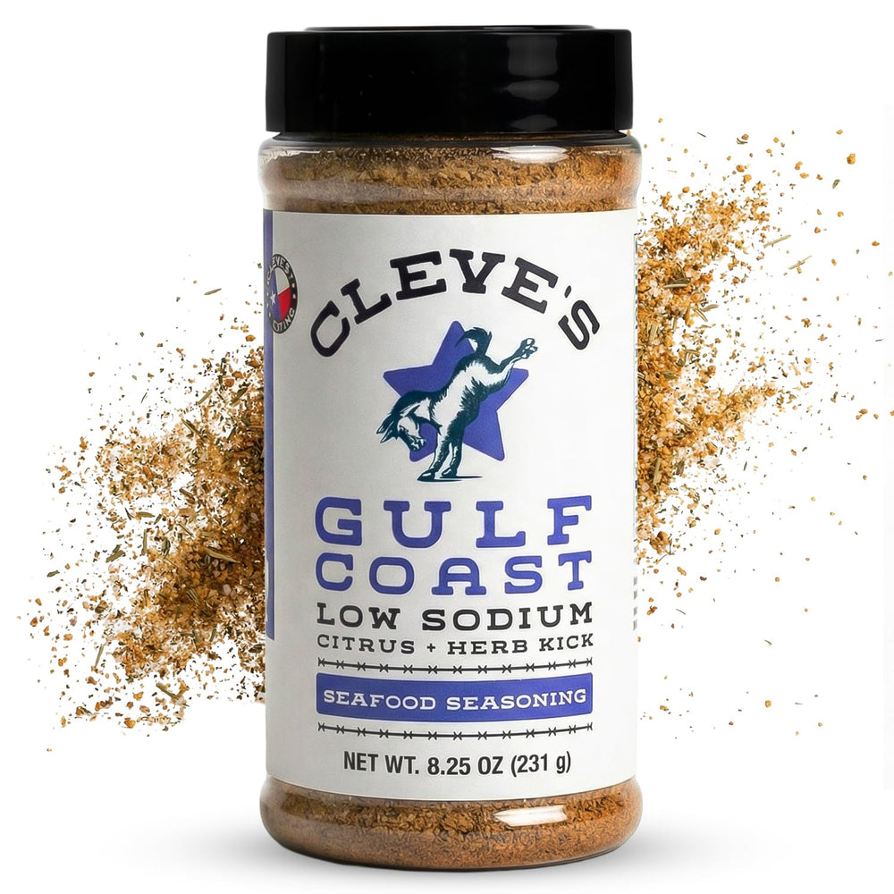 Cleve's Gourmet front label jar showing seasoning and clear benefit of bright flavor