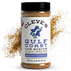 Cleve's Gourmet front label jar showing seasoning and clear benefit of bright flavor