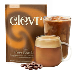 Clevr front packaging showing jar and brand, convenient 14 servings benefit