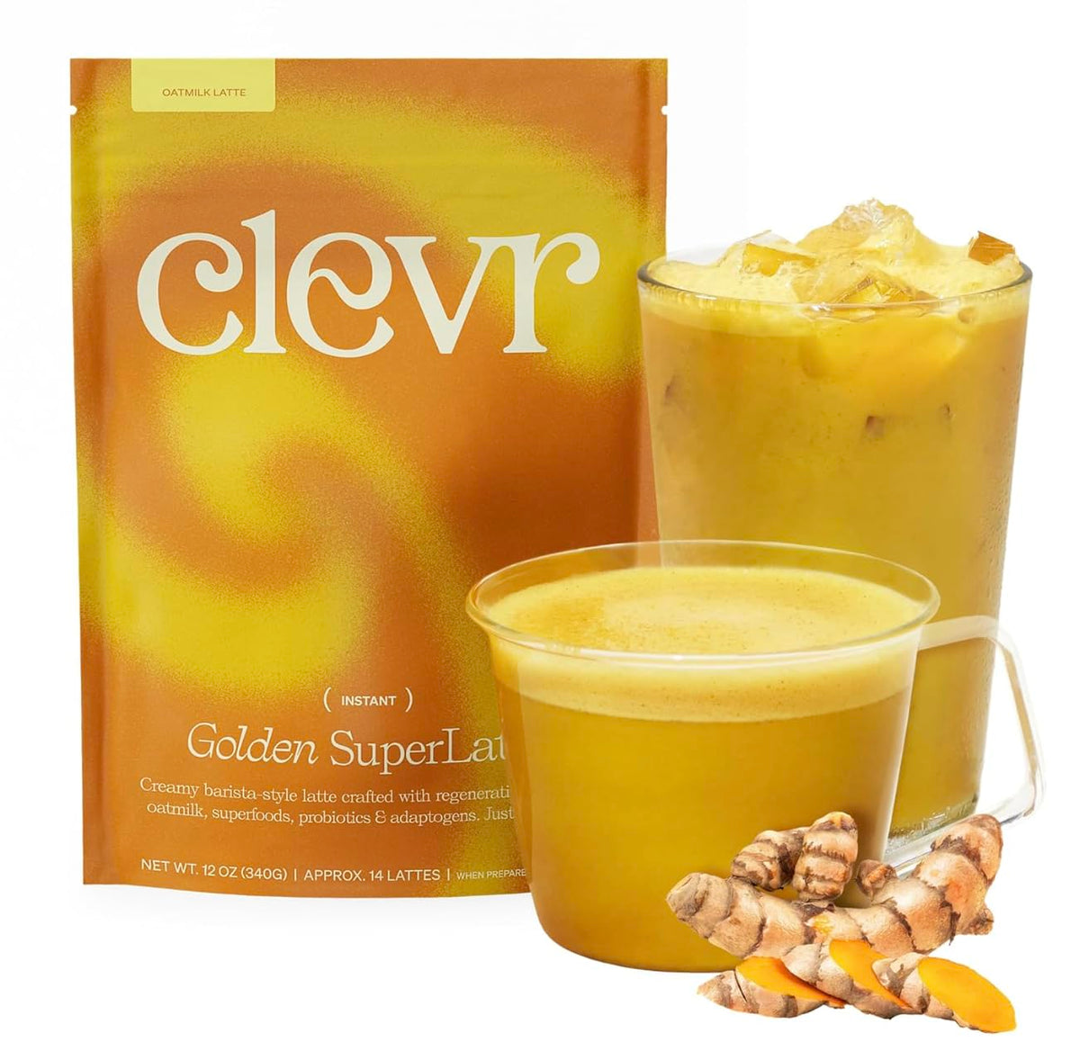 Clevr front packaging showing product name and servings, easy identification benefit