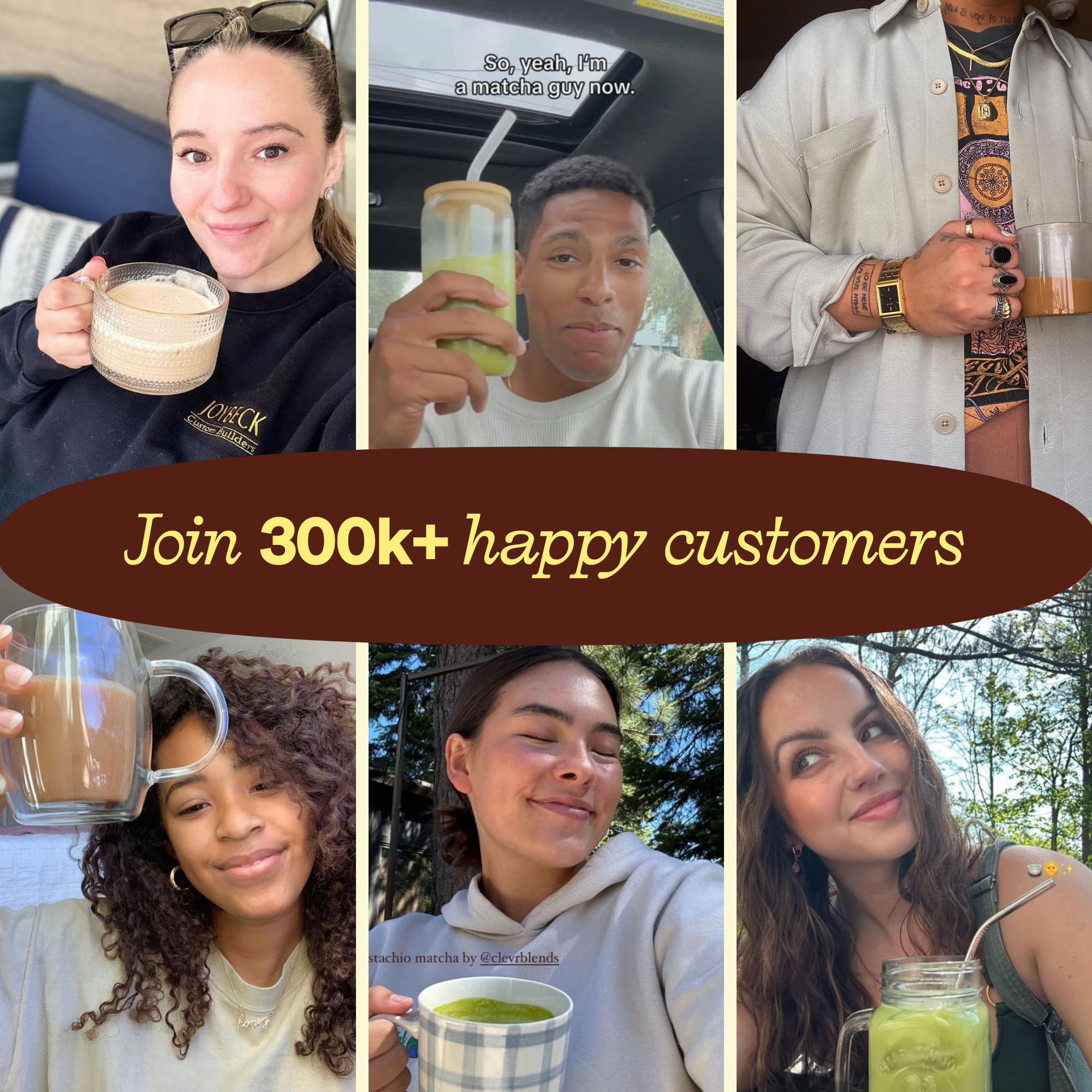 Clevr matcha poured over ice in glass for refreshing iced latte
