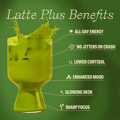 Clevr matcha in cup with foam showcasing creamy hot latte benefit