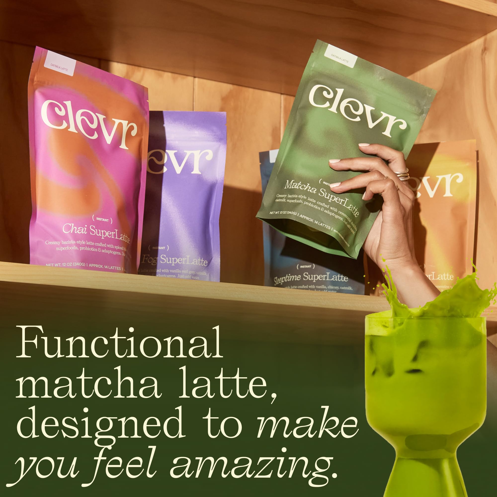 Clevr matcha served with breakfast to illustrate daily ritual