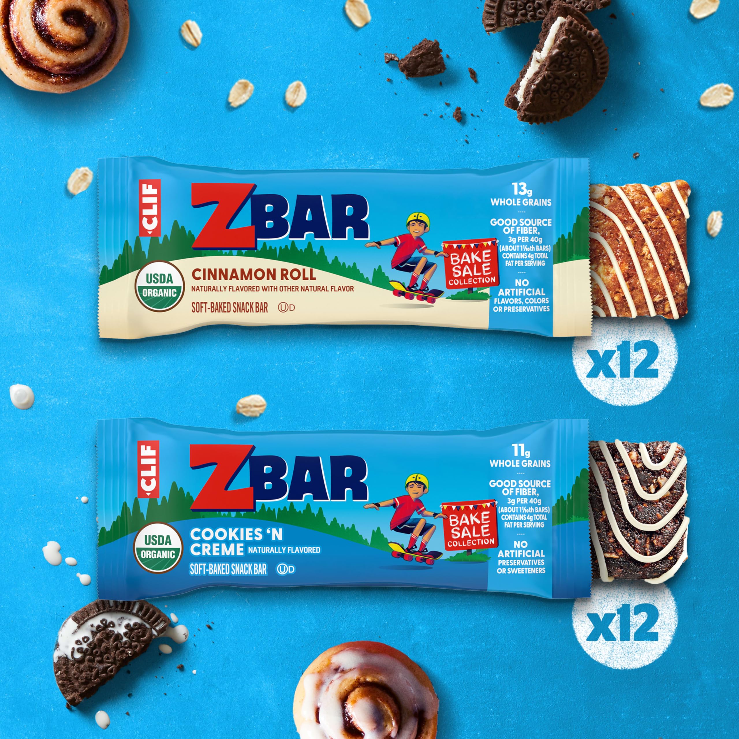 Clif Kid Zbar Cinnamon Roll close-up showing cinnamon swirls and warm flavor