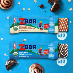 Clif Kid Zbar Cinnamon Roll close-up showing cinnamon swirls and warm flavor