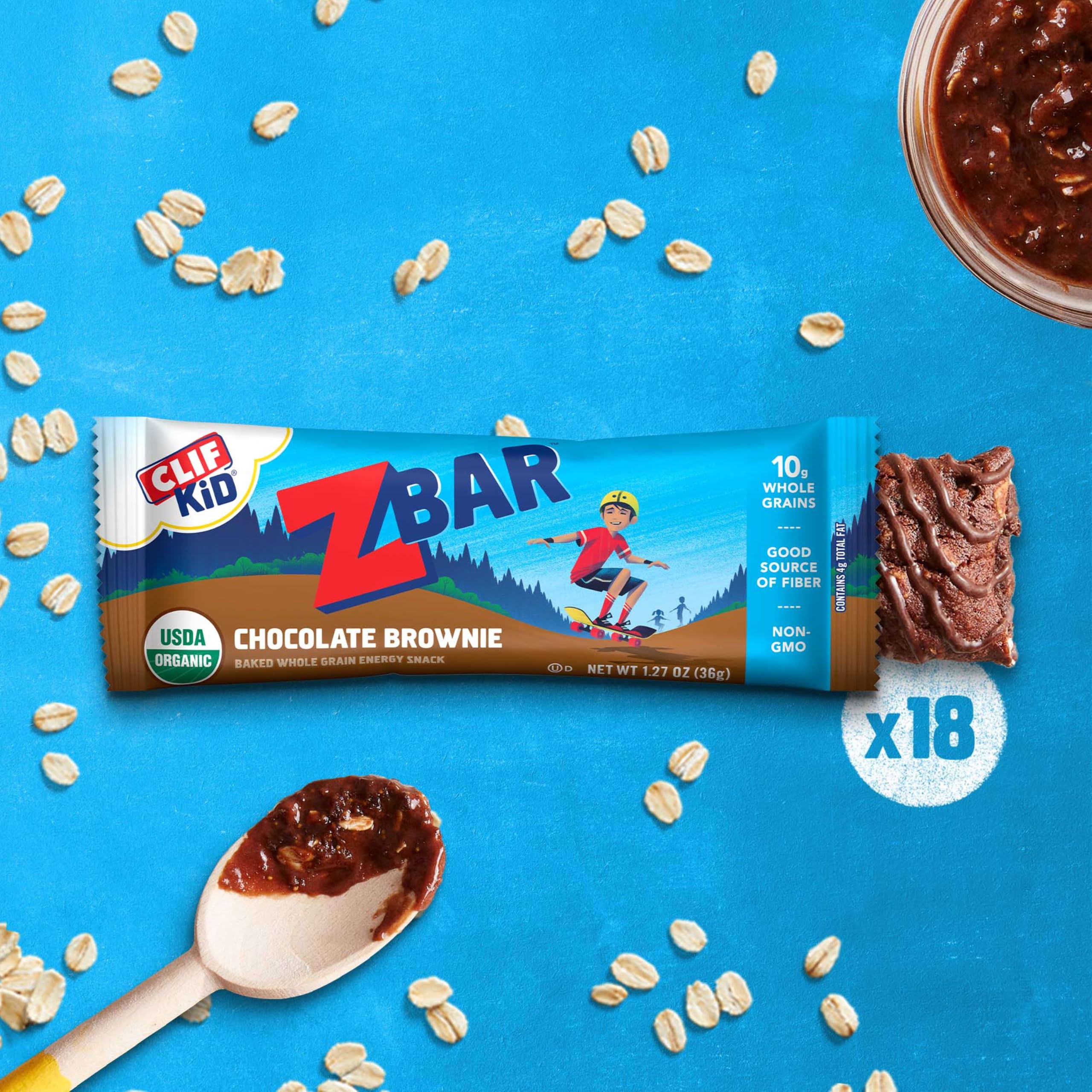Clif Kid Zbar close-up of soft-baked texture highlighting chewiness