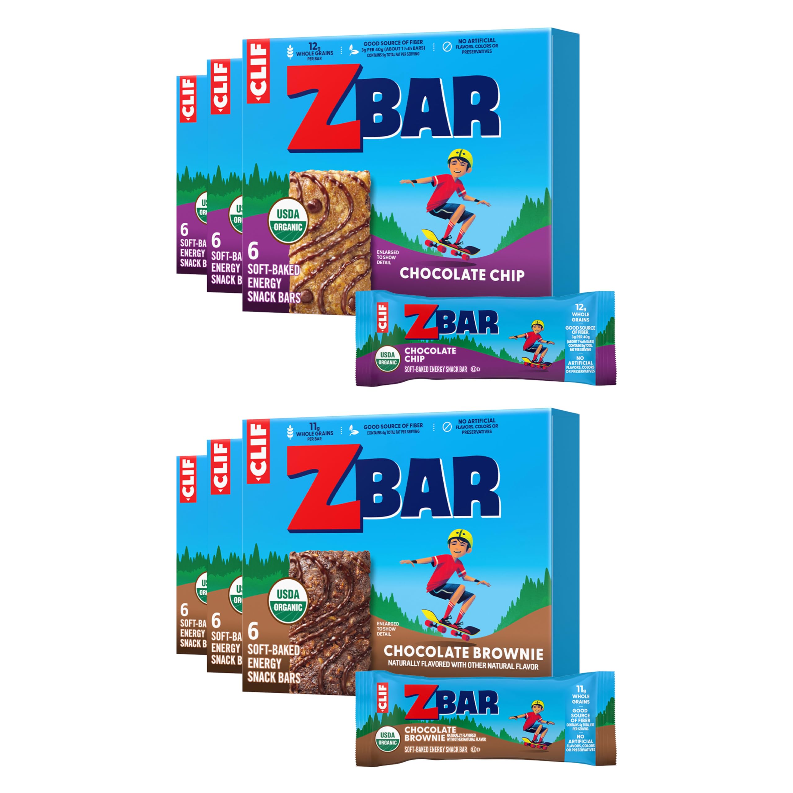 Clif Kid ZBar front packaging showing variety and convenience