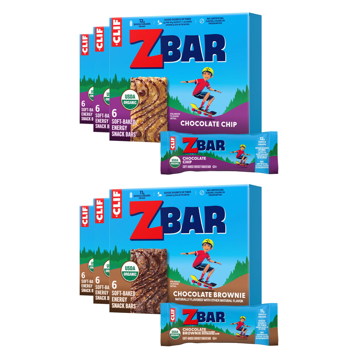 Clif Kid ZBar front packaging showing variety and convenience