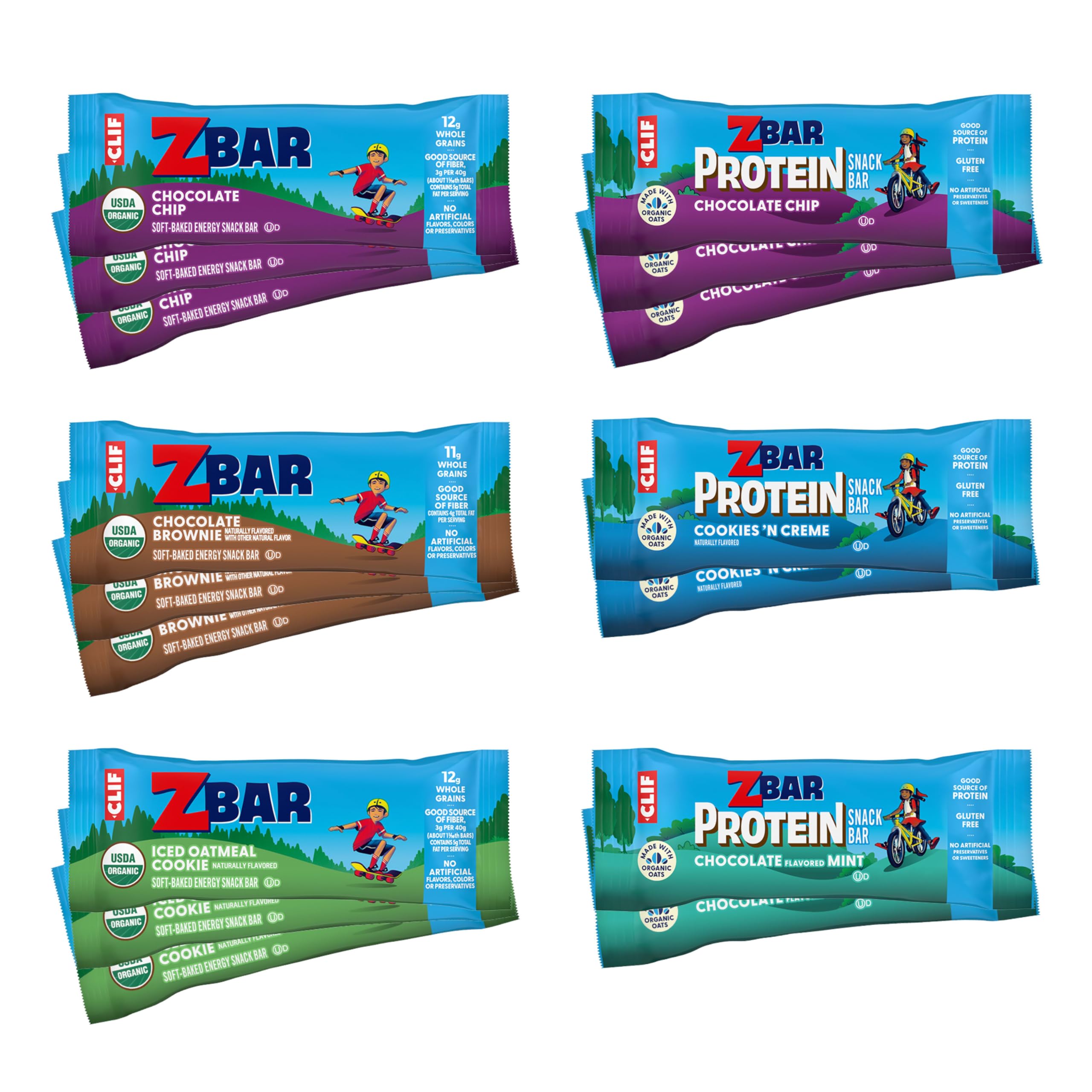 Clif Kid Zbar front packaging shows organic oats and kid-friendly flavor benefits