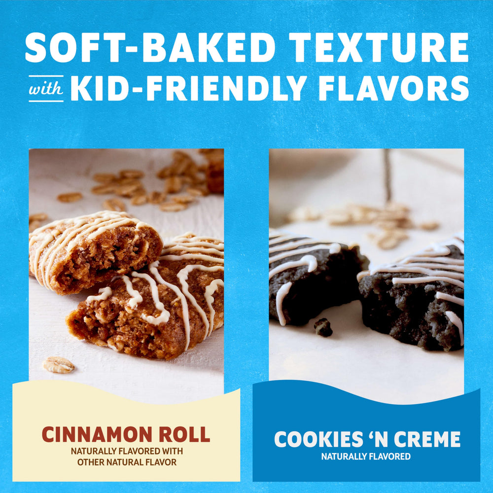 Clif Kid Zbar texture cross-section revealing soft-baked chewy oat interior
