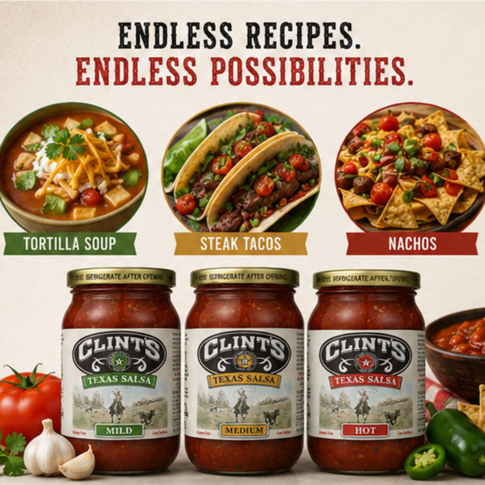 Clint's jar labels Mild Medium Hot for clear heat selection