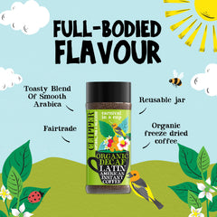 Clipper Tea close-up of jar label highlighting organic Fairtrade credentials for clarity