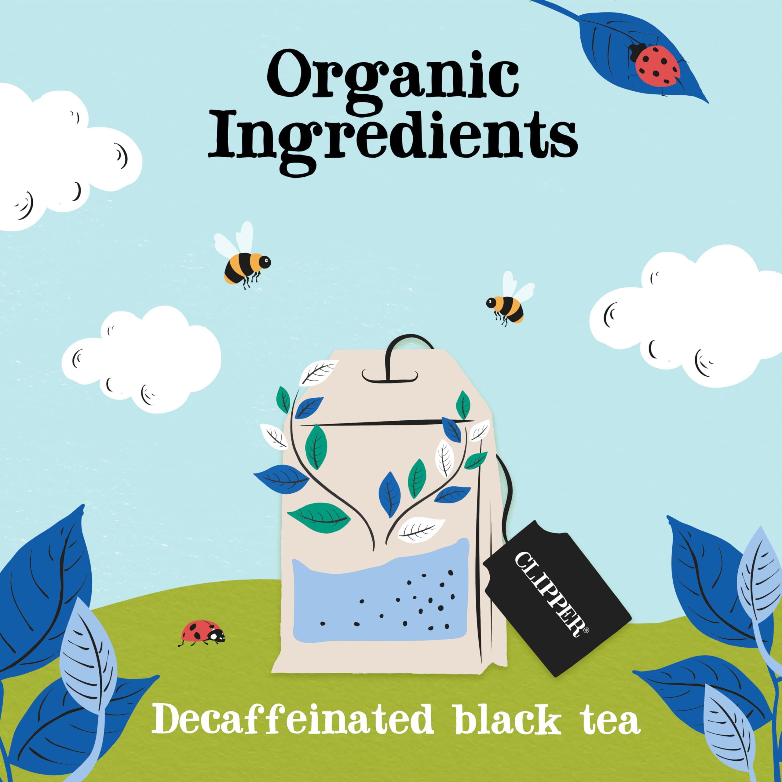 Clipper Tea unbleached plant-based tea bag material highlighting eco benefit