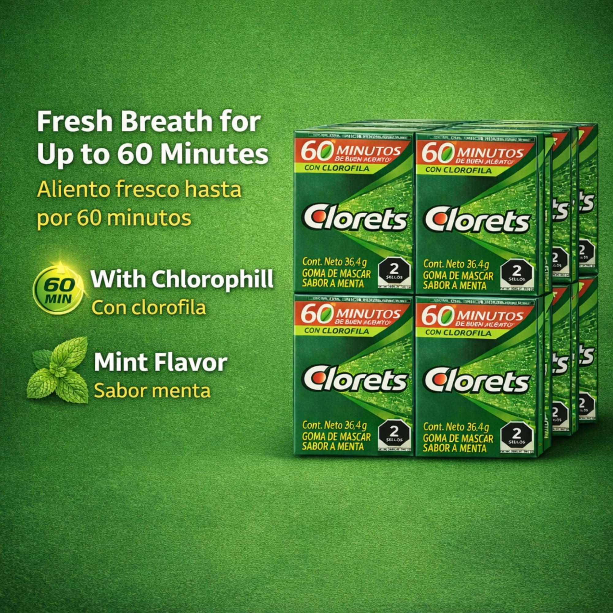 Five Brothers Products Clorets open mini pack with gum pieces ready to chew for convenience
