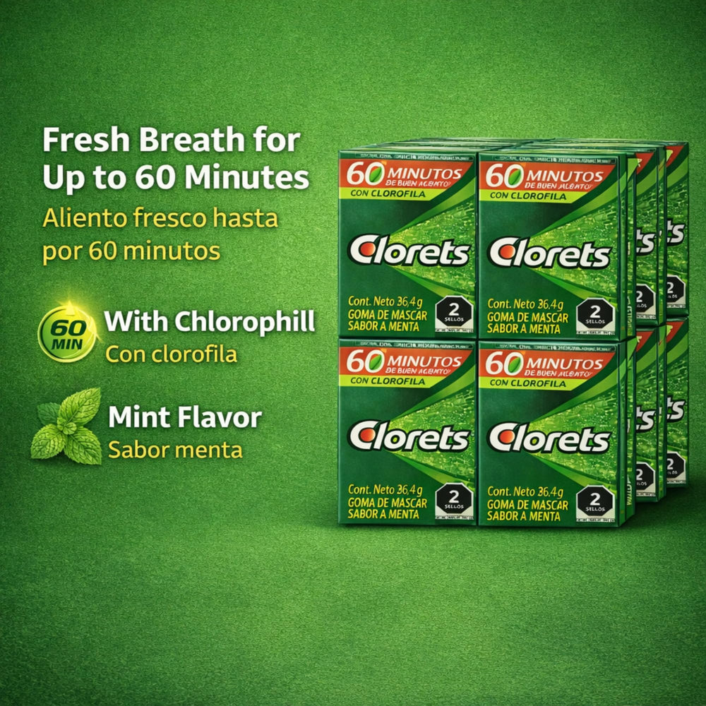 Five Brothers Products Clorets open mini pack with gum pieces ready to chew for convenience
