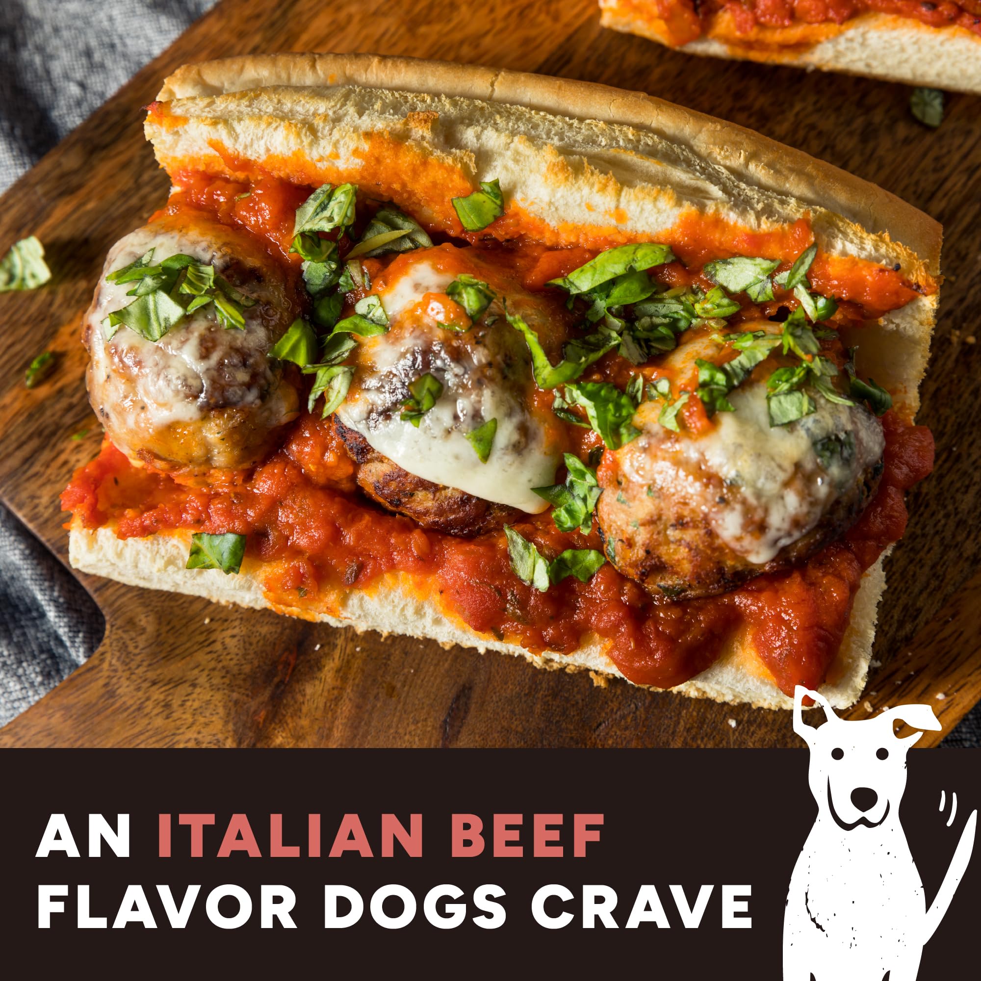 Cloud Star dog enjoying treat illustrating palatable Italian beef flavor