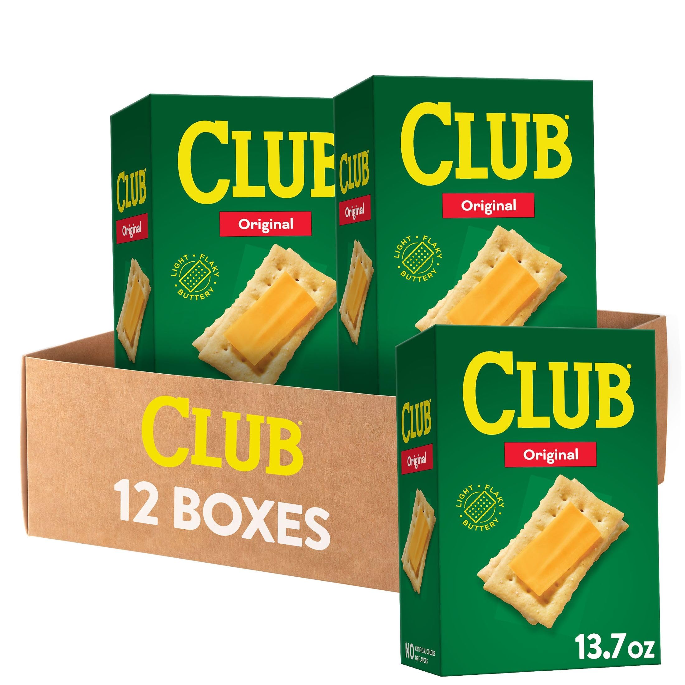 Club Crackers front packaging showing case and branding for quick identification and convenience