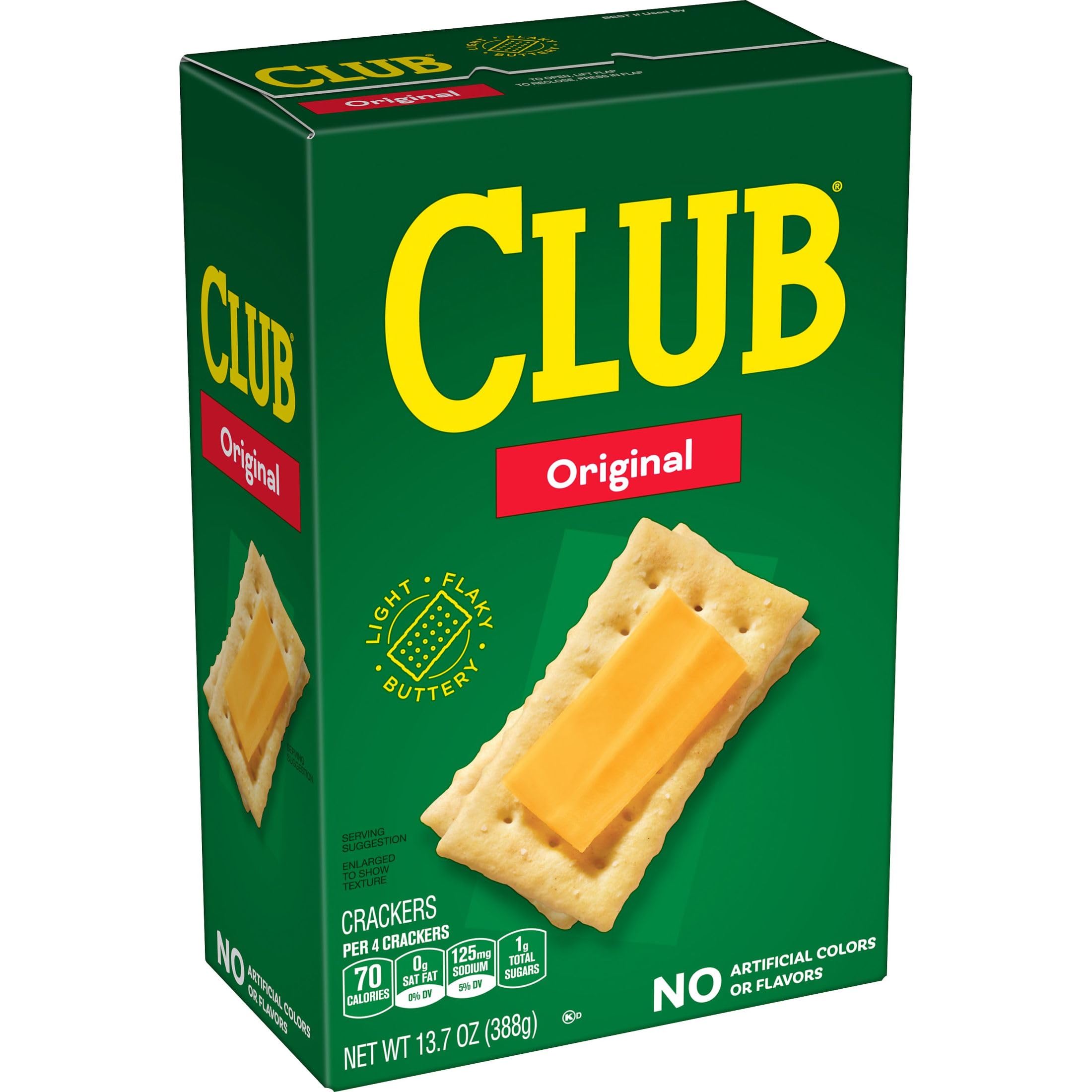 Hand holding Club Crackers showing scale and portion size for single-serve convenience