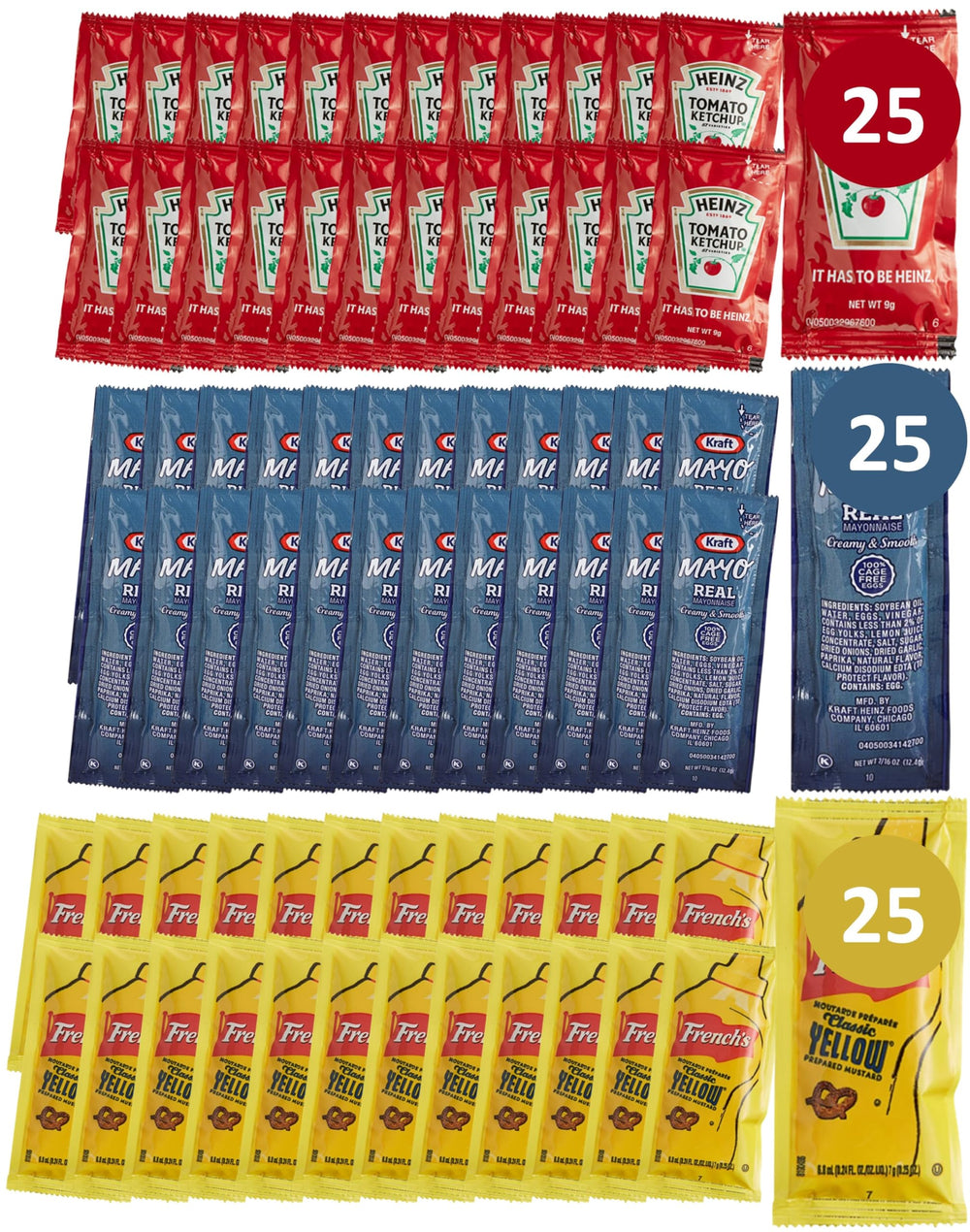 CMC Products front packaging showing 75 condiment packets and easy storage benefit