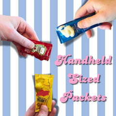 CMC Products hand holding packets ready for a lunchbox for convenient portability