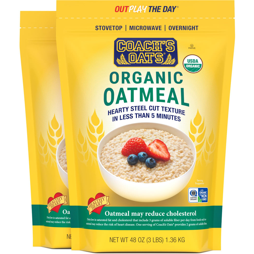 COACH'S OATS front packaging showing large 48 oz bag and brand