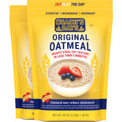 COACH'S OATS front packaging showing bag and product name, clear pantry benefit